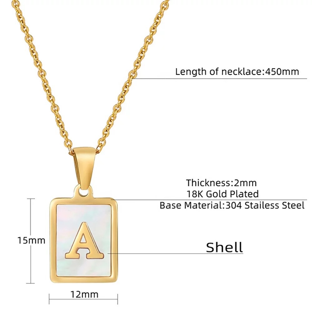 Alphabet Necklace _ Rectangle Shape - Picture 3 of 3